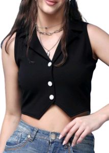 Chic Black Crop Top Vest