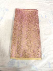 1.2 Mtr Banarasi Fabric With Baby Pink Zari