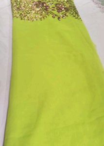 Lime Green Sequin Saree