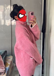 Pink Knit Zip-Up Jacket