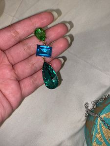 Beautiful Peacock Coloured Earrings