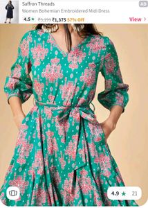 Turquoise &amp; Peach Print Dress