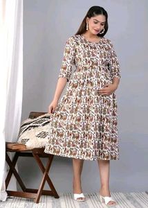 Feeding Kurti Nursing Dress with Kalmkari Print