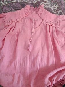 Vintage Pink Ruffled Blouse