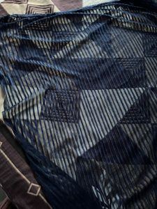Blue Striped Mesh Fabric