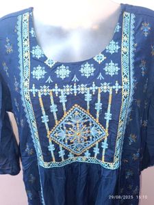 New Unused Xxl Avaasa Blue Embroidered Kurta