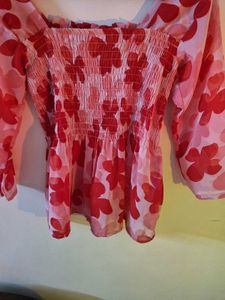 Pink Floral Peplum Top