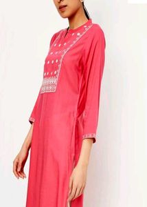 Coral Embroidered Tunic Top