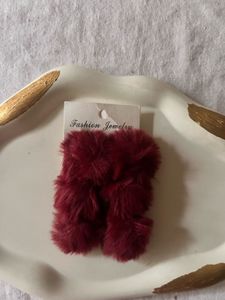 Fuzzy Burgundy Earrings