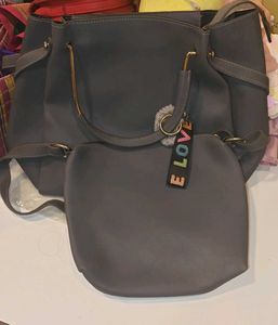 Stylish Grey Handbag Combo With Sling bag