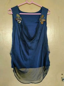 Elegant Blue Sleeveless Top