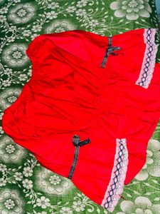 Red Lace Trim Shorts