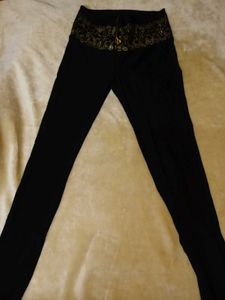 Black Pants with Gold Waist Detail