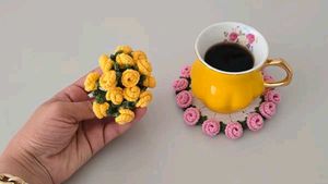 Crochet Rose Flower Coasters 💐