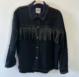 Zara Fringe Denim Jacket