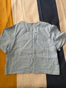 Blue Plaid Cropped Top