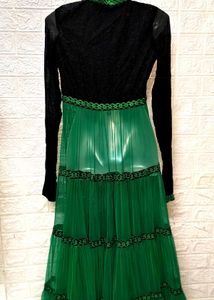 Heavy Green And Black Anarkali Dress/ Gown