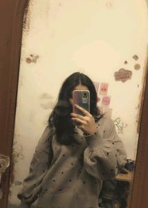 Cozy Grey Heart Print Sweater