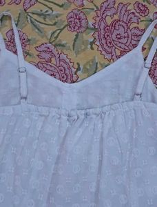 White Self Pattern Midi Dress