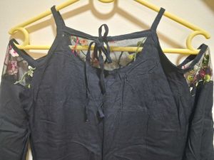 Floral Embroidered Cold Shoulder Top