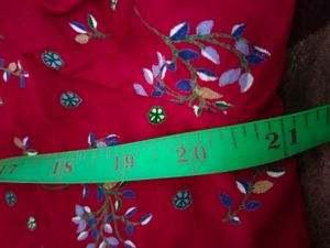 Red Floral Ethnic Skirt &amp; Top Set