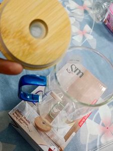 Glass Cup with Straw