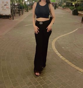 Navy Open Back Crop Top