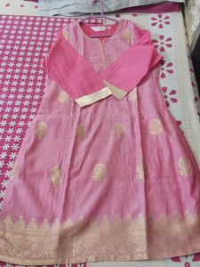 Pink & Gold Anarkali Kurti