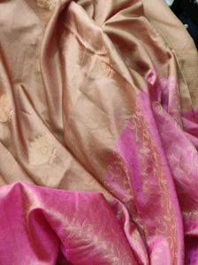 Unused Chickoo And Pink Silk Saree