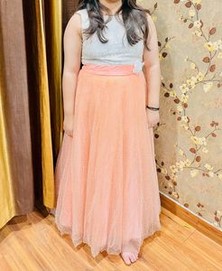Peach Sparkle Ponchu Dress