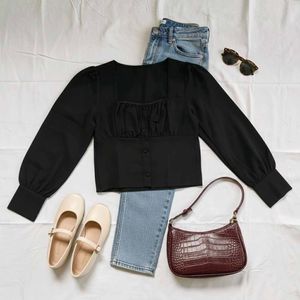 Chic Black Long Sleeve Top