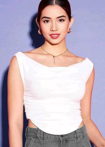 White Ruched Tank Top