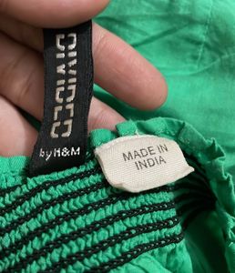 H&amp;M Beautiful Embroidered Green Top