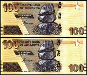 Zimbabwe 100 Dollar Banknote Unc Currency