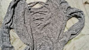 Gray Criss-Cross Back Top