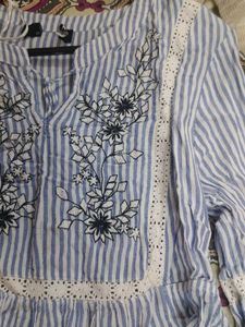 Striped Embroidered Dress