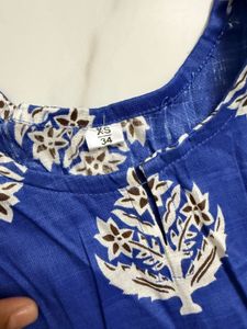 Printed Blue Kurta xs size good quality unused