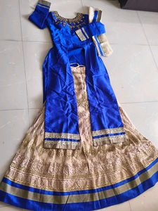Elegant Blue indo-western lehanga