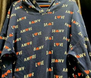 Love Print Hoodie Top