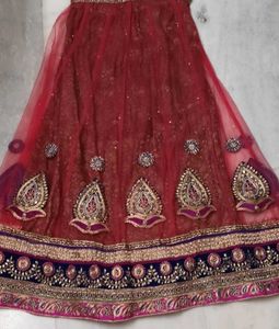 Maroon Embroidered Lehenga Skirt