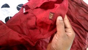Maroon Tunic with Polka Dot Accent