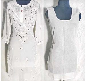Elegant White Embroidered Kurti Set