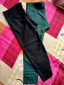 Black &amp; Green Casual Pants