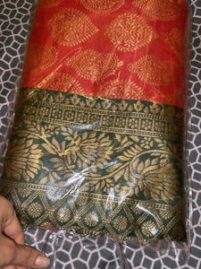 Elegant Red &amp; Green Saree
