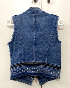 Studded Denim Zipper