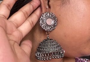 Combo of Black Oxidized Silver Jhumka Earrings
