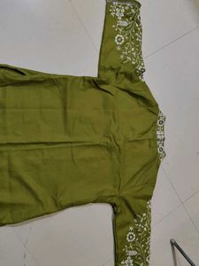 Olive Green Embroidered Kurti