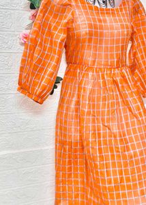 🥳🥳🥳Free! Free! Free!/ Orange Checkered Dress