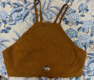 Effortless Chic Suede-Look Halter Top - Size Small