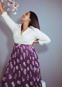Floral Pleated Maxi Skirt
